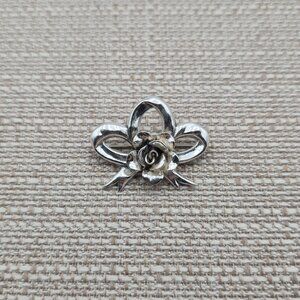 Sterling Silver Flower And Bow Pin Brooch A4300
